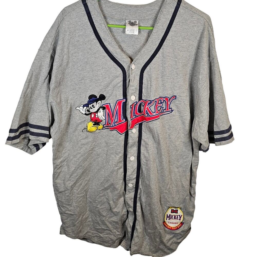 Vintage Disney Catalog Mickey Mouse Embroidered Baseball Jersey Mens XXL 2XL